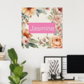 プロフェッショナルモダンミニマルバラフローラ名 ポスター (ホームオフィス)