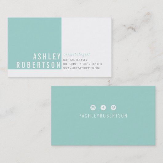 プロフェッショナルモダンミニマルミントスタイリッシュグリーン 名刺 (正面/裏面)