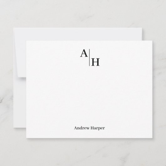 プロフェッショナルモダンミニマルモノグラムのリスト名 ノートカード (正面)