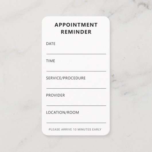 プロフェッショナルモダンミニマル医気に医 予約カード (正面)