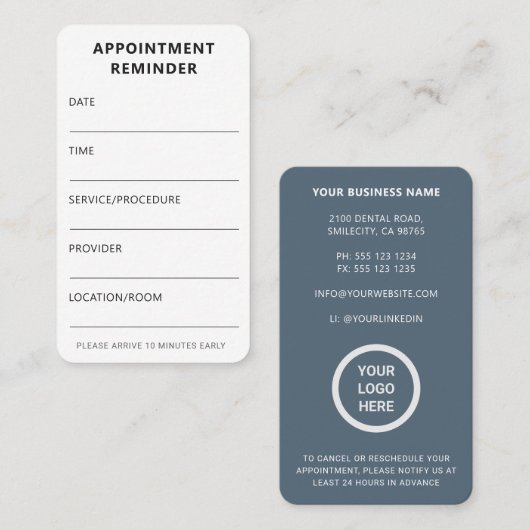 プロフェッショナルモダンミニマル医気に医 予約カード (正面/裏面)