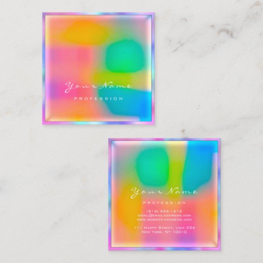 プロフェッショナルモダンミニマル自筆製メイクアップ・ラッシュ スクエア名刺 (正面/裏面)