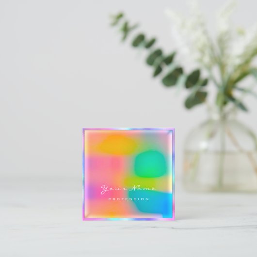 プロフェッショナルモダンミニマル自筆製メイクアップ・ラッシュ スクエア名刺 (スタンド正面)