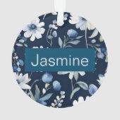 プロフェッショナルモダンミニマル青フローラ名 オーナメント (裏面)