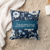 プロフェッショナルモダンミニマル青フローラ名 クッション (ブランケット)