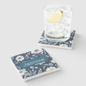 プロフェッショナルモダンミニマル青フローラ名 ストーンコースター (横)