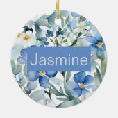 プロフェッショナルモダンミニマル青フローラ名 セラミックオーナメント (裏面)