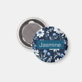 プロフェッショナルモダンミニマル青フローラ名 マグネット (正面/裏面)