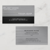 プロフェッショナルモダンメタル銀とブラック 名刺 (正面/裏面)