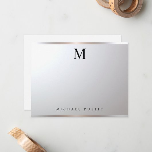 プロフェッショナルモダンモノグエレガントラムシルバーグラム ノートカード (正面/裏面インサイチュ)