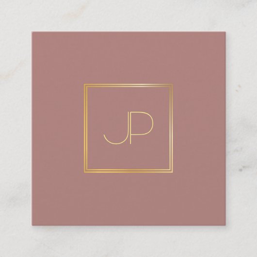 プロフェッショナルモダンモノグラムの金ゴールドシルク仕上げ スクエア名刺 (正面)