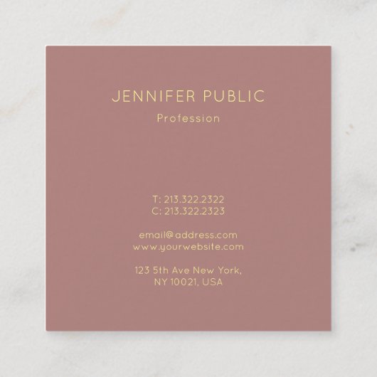 プロフェッショナルモダンモノグラムの金ゴールドシルク仕上げ スクエア名刺 (裏面)