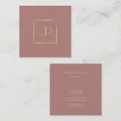 プロフェッショナルモダンモノグラムの金ゴールドシルク仕上げ スクエア名刺 (正面/裏面)