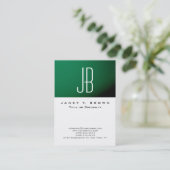 プロフェッショナルモダンモノグラムシンプルグリーンホワイト 名刺 (スタンド正面)