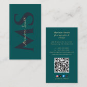 プロフェッショナルモダンモノグラムダークティール（緑がかった色）バエレガントス 名刺 (正面/裏面)