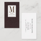 プロフェッショナルモダンモノグラムブラックレザーエフェクト 名刺 (正面/裏面)