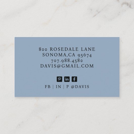 プロフェッショナルモダンモノグラムブルー 名刺 (裏面)