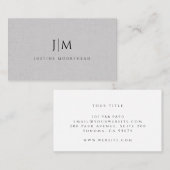 プロフェッショナルモダンモノグラムミニマリストグレーリネン 名刺 (正面/裏面)