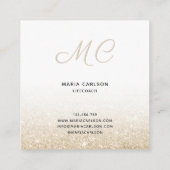 プロフェッショナルモダンモノグラム輝く金ゴールド乾燥 スクエア名刺 (裏面)