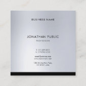 プロフェッショナルモダンラグジュアリー平銀エレガント銀 スクエア名刺 (裏面)
