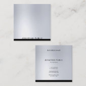 プロフェッショナルモダンラグジュアリー平銀エレガント銀 スクエア名刺 (正面/裏面)
