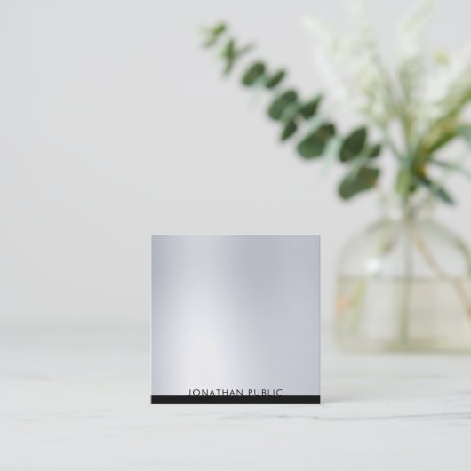 プロフェッショナルモダンラグジュアリー平銀エレガント銀 スクエア名刺 (スタンド正面)