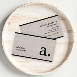 プロフェッショナルモダンリネンルックモノグラムイニシャル 名刺