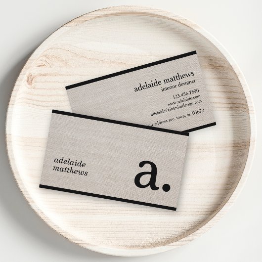 プロフェッショナルモダンリネンルックモノグラムイニシャル 名刺