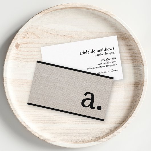 プロフェッショナルモダンリネンルックモノグラムイニシャル 名刺