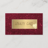 プロフェッショナルモダンレッドグリッター、フレーム、金ゴールドハート ロイヤリティカード (正面)