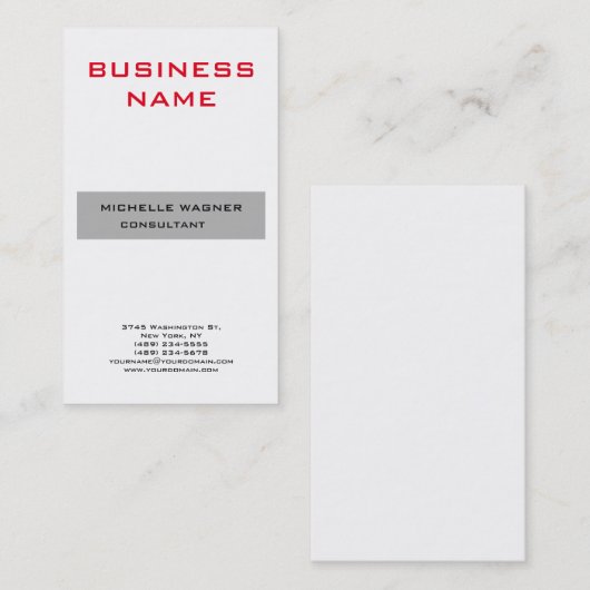 プロフェッショナルモダンレッドグレーホワイトミニマリスト 名刺 (正面/裏面)