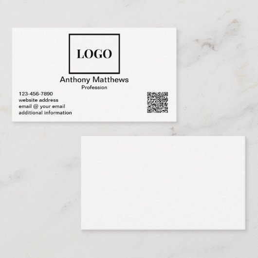 プロフェッショナルモダンロゴとQRコードの追加 名刺 (正面/裏面)
