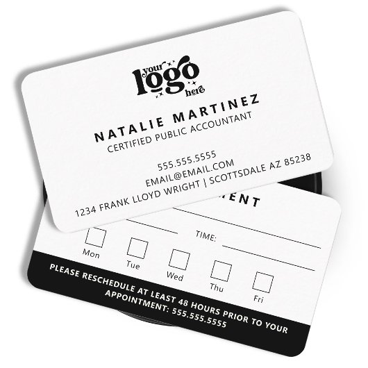 プロフェッショナルモダンロゴの次のアポイントメント 名刺