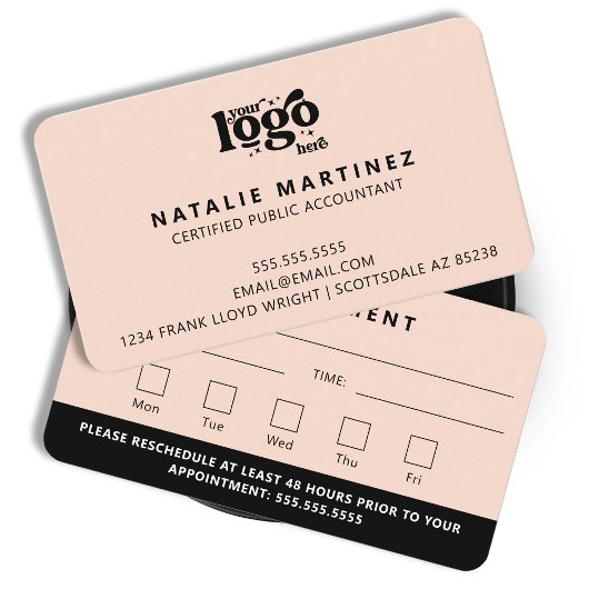 プロフェッショナルモダンロゴの次のアポイントメント 名刺