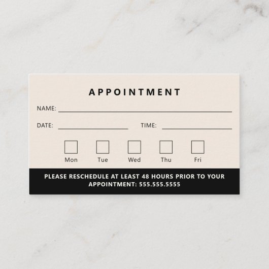 プロフェッショナルモダンロゴの次のアポイントメント 名刺 (裏面)