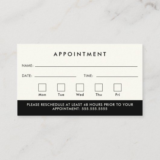 プロフェッショナルモダンロゴの次のアポイントメント 名刺 (裏面)