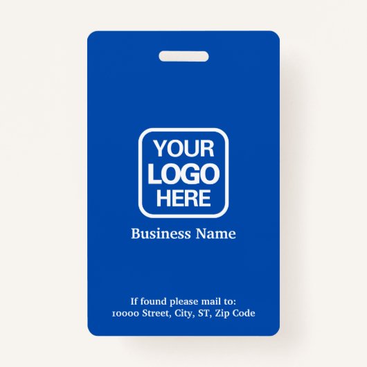 プロフェッショナルモダンロゴ青い従業員の写真 バッジ (裏面)