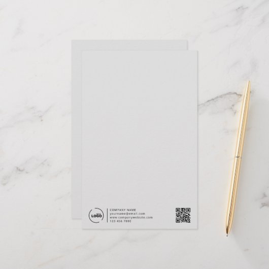 プロフェッショナルモダンロゴQRコードグレー 便箋 (正面/裏面インサイチュ)