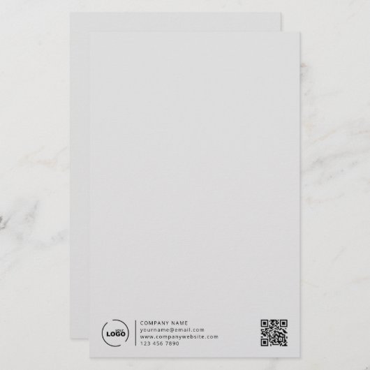 プロフェッショナルモダンロゴQRコードグレー 便箋 (正面/裏面)