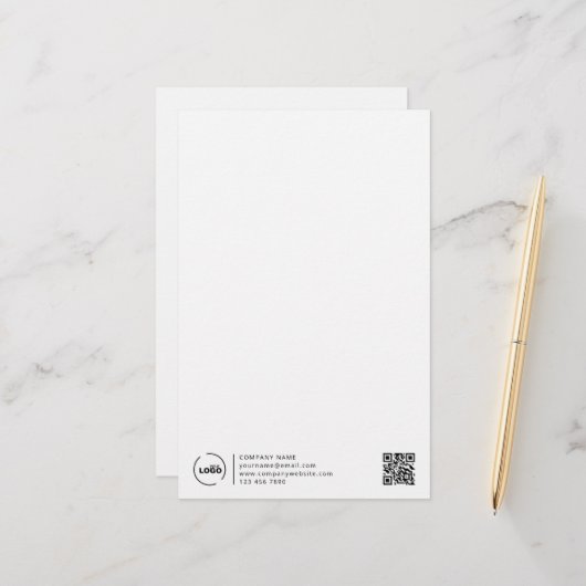 プロフェッショナルモダンロゴQRコード 便箋 (正面/裏面インサイチュ)