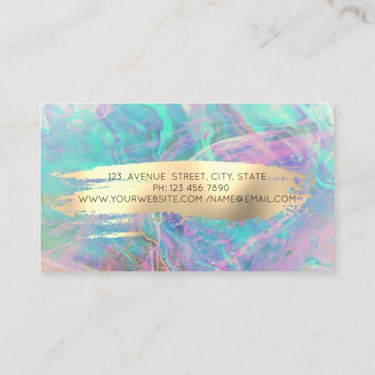 プロフェッショナルモダンロータス金ゴールドブラシストロークオパール 名刺 (裏面)