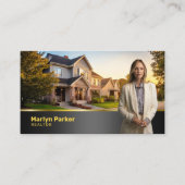 プロフェッショナルモダン不動産仲介業者フォトロゴ&QRコード 名刺 (正面)