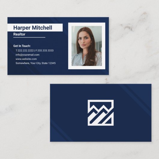 プロフェッショナルモダン不動産仲介業者写真名刺 名刺 (正面/裏面)