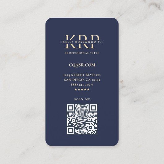 プロフェッショナルモダン会社モノグラムダークブルー 名刺 (裏面)