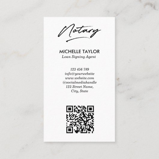 プロフェッショナルモダン公証人公開写真QRコード 名刺 (裏面)