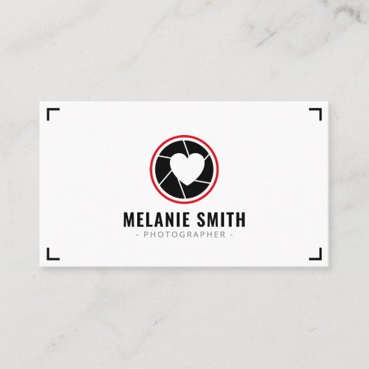 プロフェッショナルモダン写真家のシャッターロゴ 名刺 (正面)