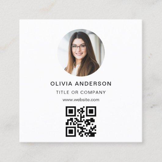 プロフェッショナルモダン写真QRコードソーシャルメディア スクエア名刺 (正面)