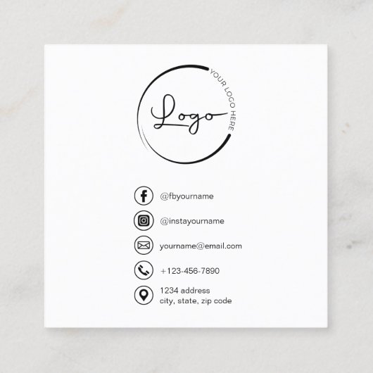 プロフェッショナルモダン写真QRコードソーシャルメディア スクエア名刺 (裏面)