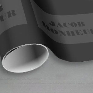 プロフェッショナルモダン名 濃いグレーと黒 ラッピングペーパー