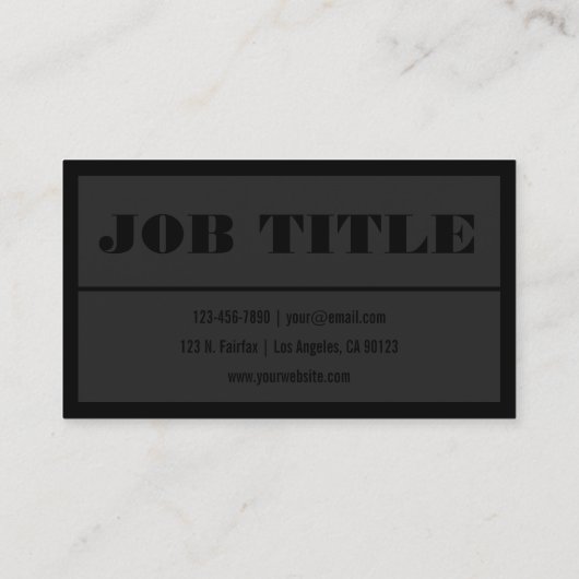 プロフェッショナルモダン名 |濃いグレーと黒 名刺 (裏面)